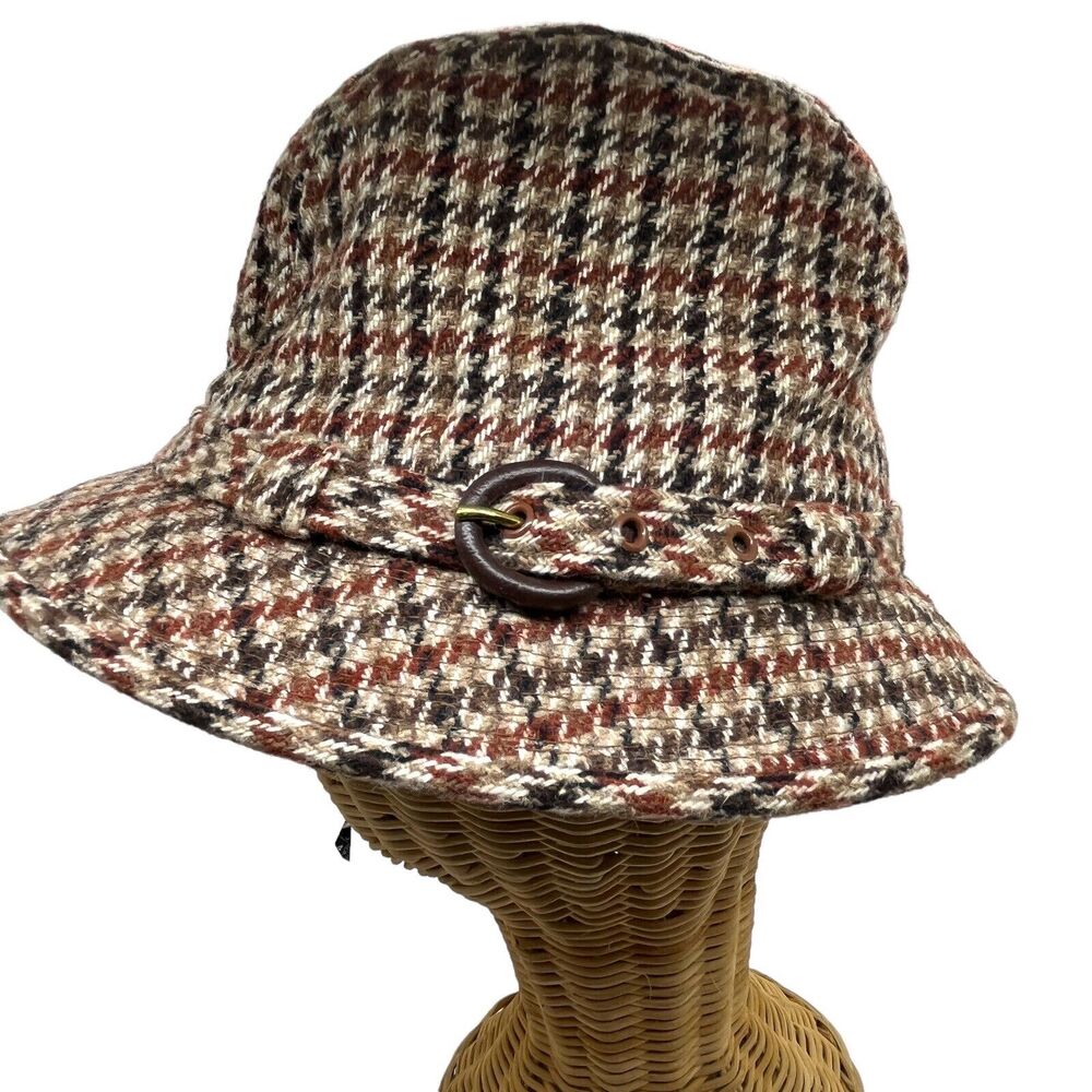 Old Village Shop Hat Fedora Vintage Womens Mens Unisex Houndstooth Grandpa Style - Picture 2 of 16